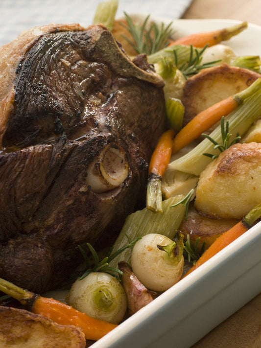 Roasted Leg of Pasture-Raised Lamb with Root Vegetables